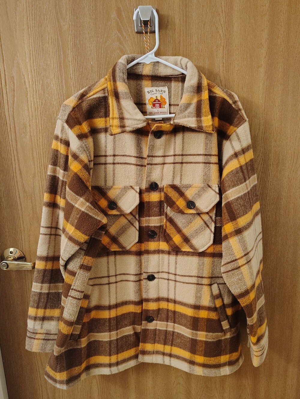 Kiel James Patrick Plaid Shirt Jacket in Brown, Tan & Yellow